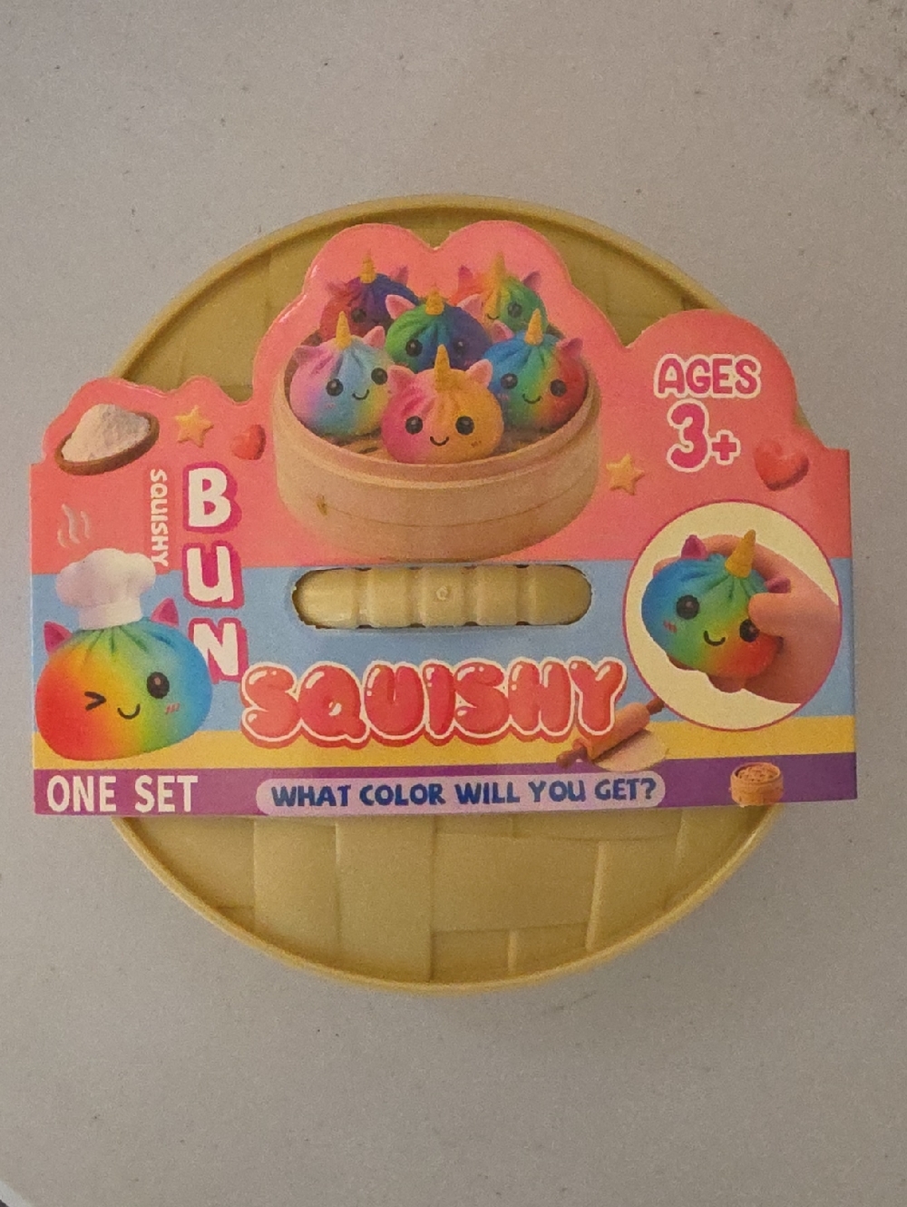 Rainbow Unicorn Bun Toy - Pink